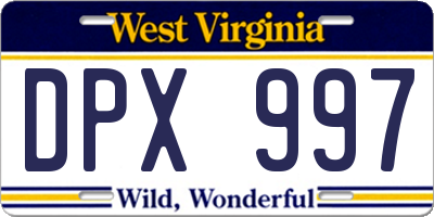 WV license plate DPX997