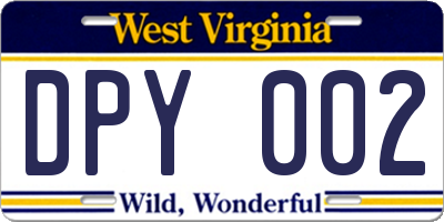 WV license plate DPY002
