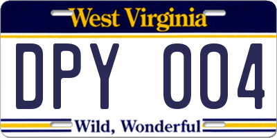 WV license plate DPY004