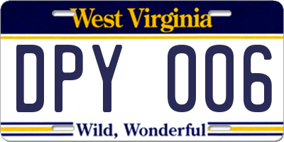 WV license plate DPY006