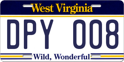 WV license plate DPY008