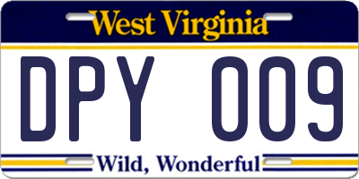 WV license plate DPY009