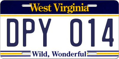 WV license plate DPY014