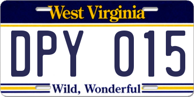 WV license plate DPY015