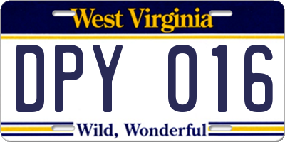 WV license plate DPY016
