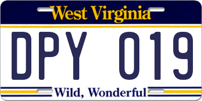 WV license plate DPY019