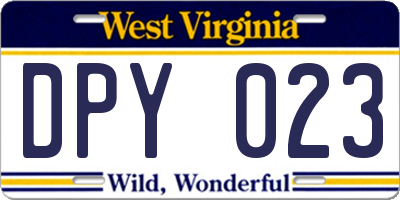WV license plate DPY023