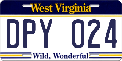 WV license plate DPY024