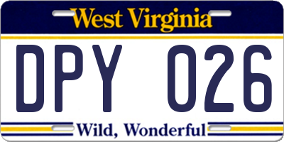 WV license plate DPY026