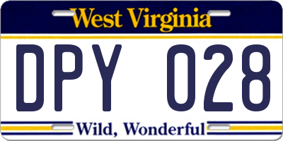 WV license plate DPY028