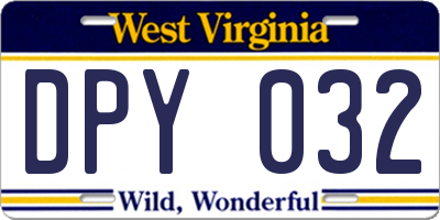 WV license plate DPY032