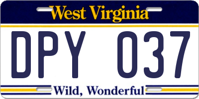 WV license plate DPY037
