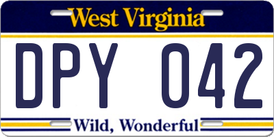 WV license plate DPY042