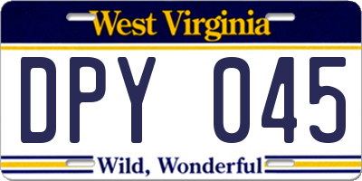WV license plate DPY045