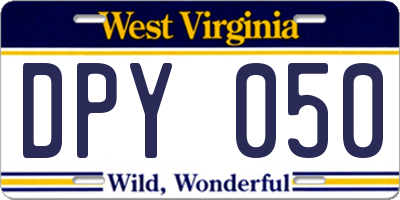 WV license plate DPY050