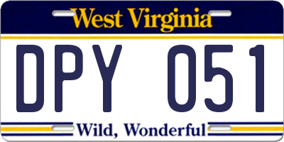 WV license plate DPY051