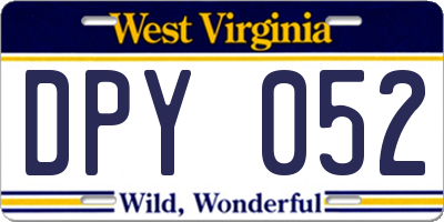 WV license plate DPY052