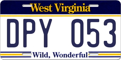 WV license plate DPY053