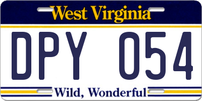 WV license plate DPY054