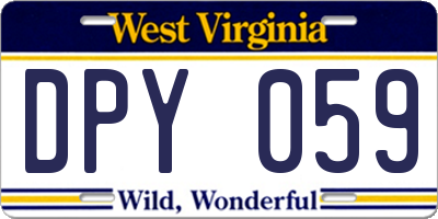 WV license plate DPY059
