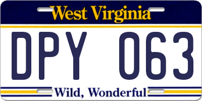 WV license plate DPY063