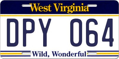 WV license plate DPY064