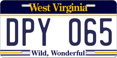 WV license plate DPY065