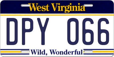 WV license plate DPY066