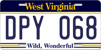 WV license plate DPY068