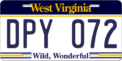 WV license plate DPY072