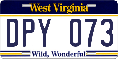 WV license plate DPY073