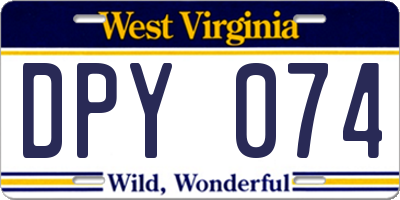 WV license plate DPY074
