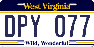 WV license plate DPY077
