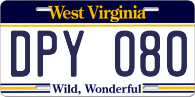 WV license plate DPY080