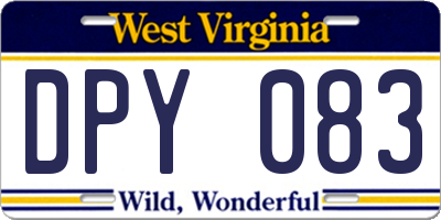 WV license plate DPY083