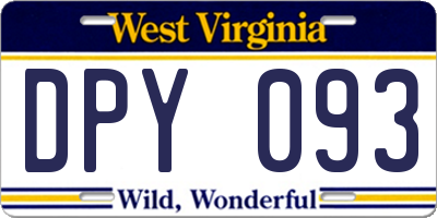 WV license plate DPY093