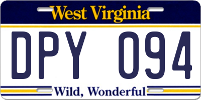 WV license plate DPY094