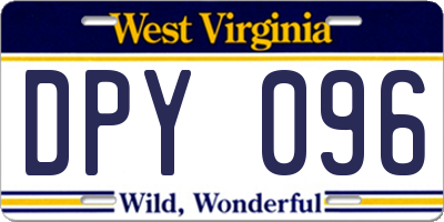 WV license plate DPY096