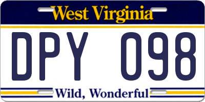 WV license plate DPY098