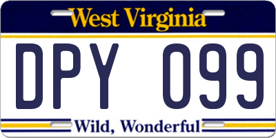 WV license plate DPY099