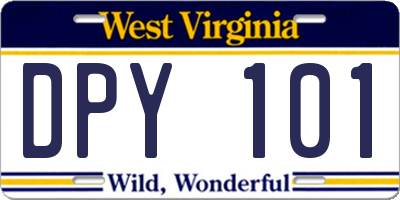WV license plate DPY101