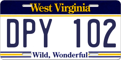 WV license plate DPY102