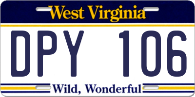 WV license plate DPY106
