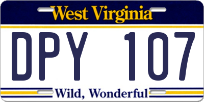 WV license plate DPY107