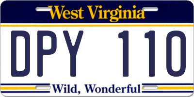 WV license plate DPY110
