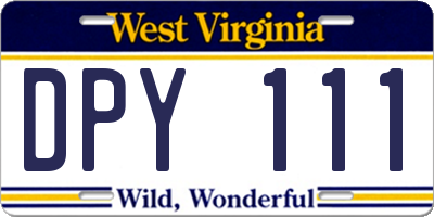 WV license plate DPY111