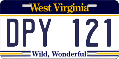 WV license plate DPY121