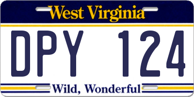 WV license plate DPY124