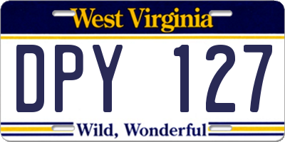 WV license plate DPY127