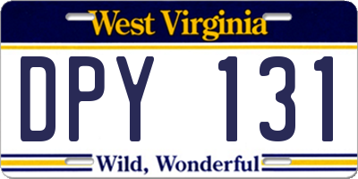 WV license plate DPY131